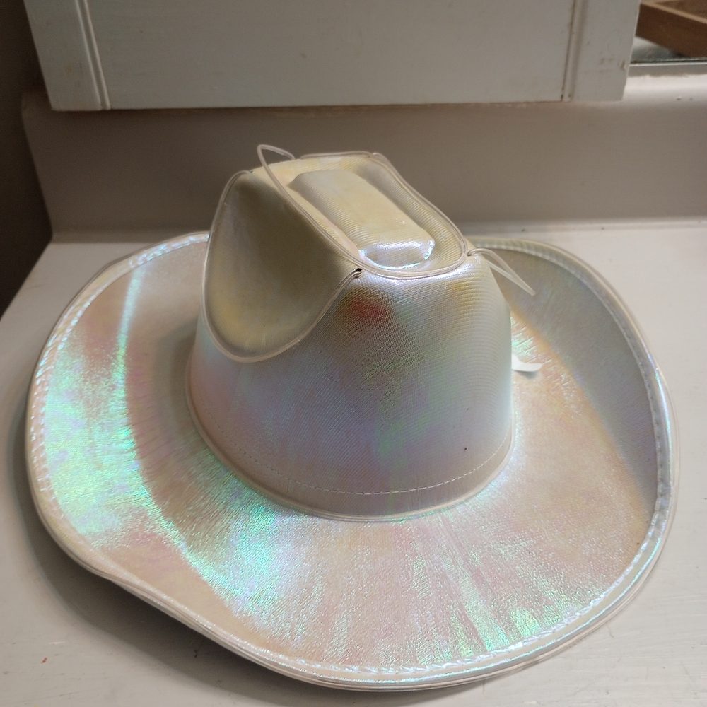 Light Up White Iridescent Cowboy Hat - NWT